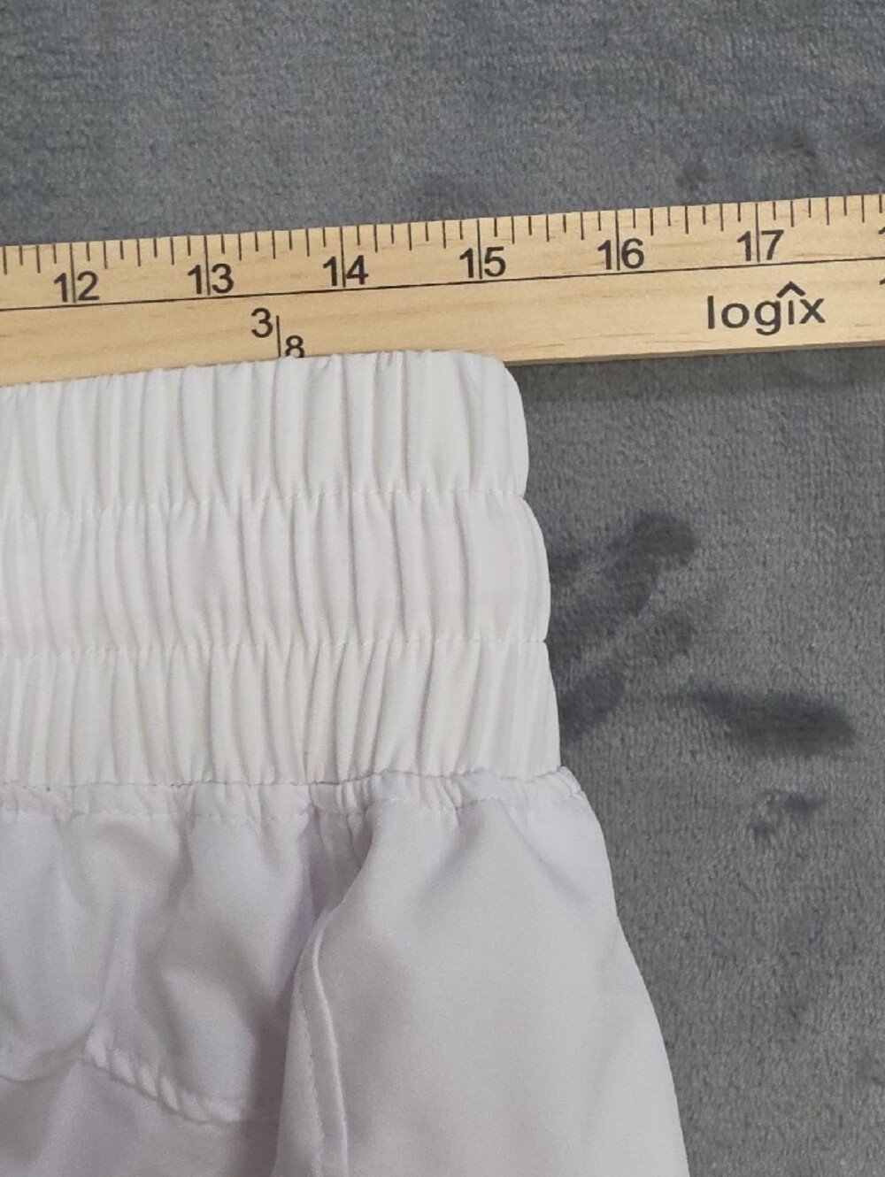 Women's L White Smocked-Waist Track Joggers with Zippered Pockets Parachute - Picture 8 of 8